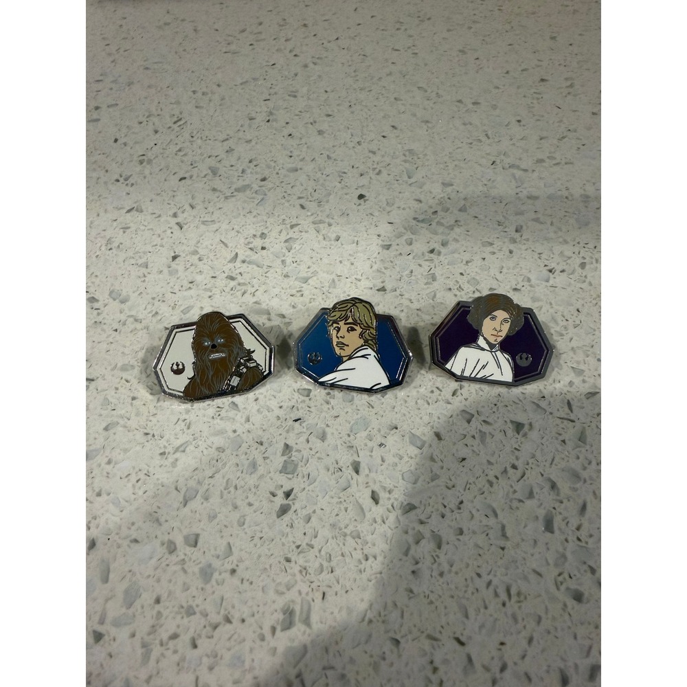 Disney Hidden Mickey Star Wars Rebel Alliance Luke Leia Obi-Wan Pin Set
